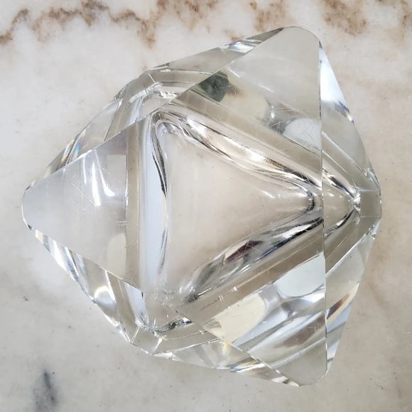 Faceted Crystal Star Of David Mid Century Ashtray